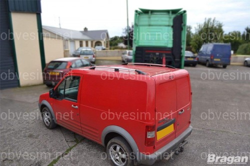 Рейлинги на крышу с металлическими креплениями Ford Connect 2004-2011 КОРОТКАЯ БАЗА 2007-2015 цвет под хром (полированный алюминий)