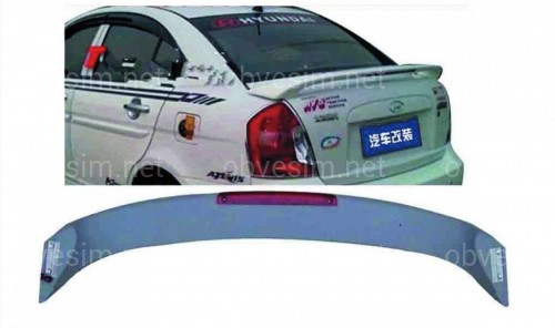 Спойлер на багажник Hyundai Accent 2006-2010 со стоп сигналом ABS крепление на скобы (под покраску)