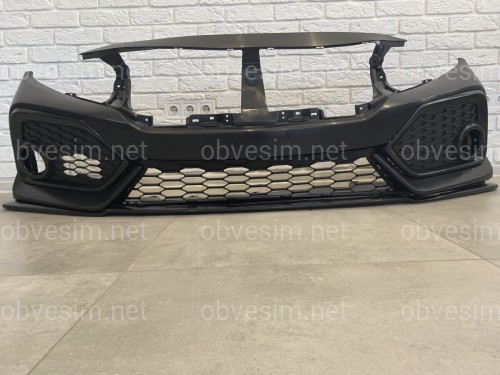 Бампер передний SI Honda Civic 4D / 5D 2016-2020 (бампер, губа, сетки)