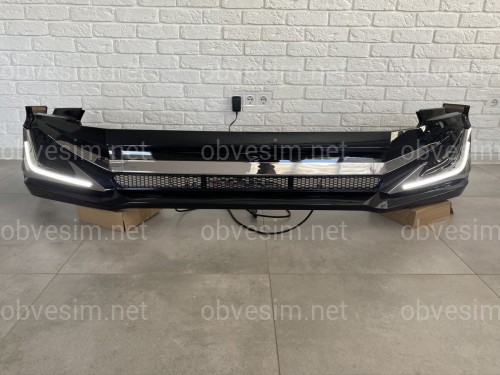 Юбка переднего бампера Toyota Land Cruiser 150 2018- с DRL