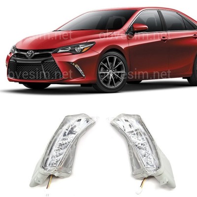 DRL ходовые огни  + указатель поворота в бампере Toyota Camry USA 55 / 60 14-17 (комплект 2 шт)