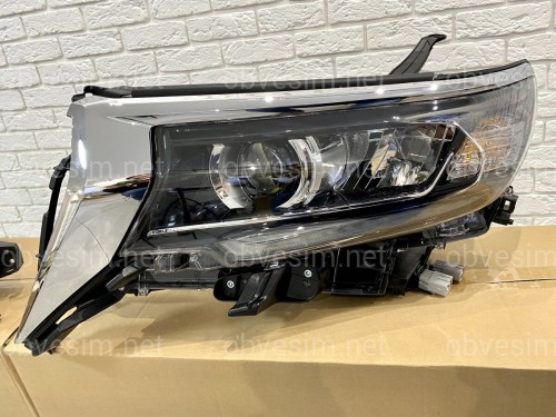 Фары Full Led Toyota Land Cruiser Prado 150 рестайлинг 2018+ (левая+правая) взамен галогена, в комплекте с ресницами