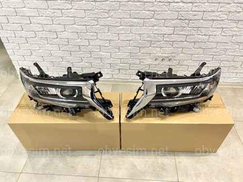 Фары Full Led Toyota Land Cruiser Prado 150 рестайлинг 2018+ (левая+правая) взамен галогена, в комплекте с ресницами