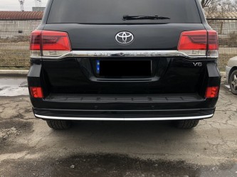 Обвес юбка заднего бампера Executive Lounge Toyota Land Cruiser 200 стиль 2019 / 2021 с хромом, цвет черный