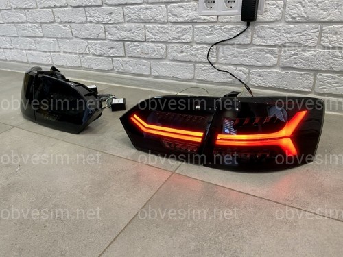 Задние LED фонари стопы Volkswagen Jetta 6 2011-2014 в стиле Audi Black