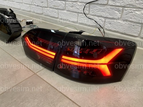 Задние LED фонари стопы Volkswagen Jetta 6 2011-2014 в стиле Audi Black