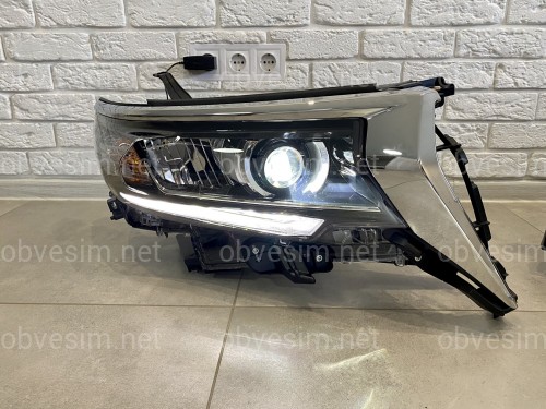 Фары Full Led Toyota Land Cruiser Prado 150 рестайлинг 2018+ (левая+правая) взамен галогена, в комплекте с ресницами
