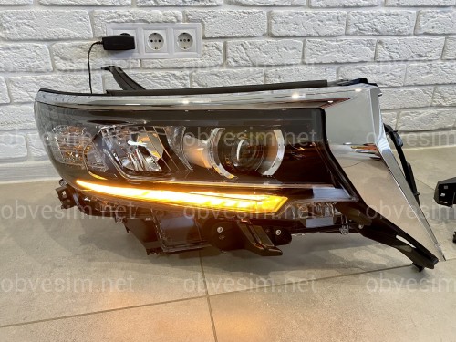 Фары Full Led Toyota Land Cruiser Prado 150 рестайлинг 2018+ (левая+правая) взамен галогена, в комплекте с ресницами