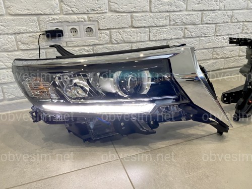 Фары Full Led Toyota Land Cruiser Prado 150 рестайлинг 2018+ (левая+правая) взамен галогена, в комплекте с ресницами
