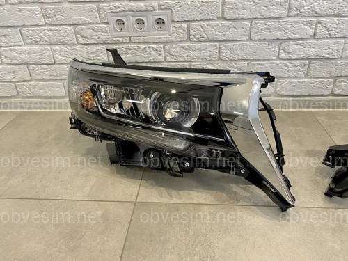 Фары Full Led Toyota Land Cruiser Prado 150 рестайлинг 2018+ (левая+правая) взамен галогена, в комплекте с ресницами