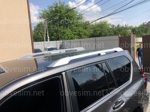 Рейлинги на крышу Toyota Land Cruiser Prado 150 2009-2020 качество оригинала (алюминий 2шт.) ЦВЕТ СЕРЕБРО