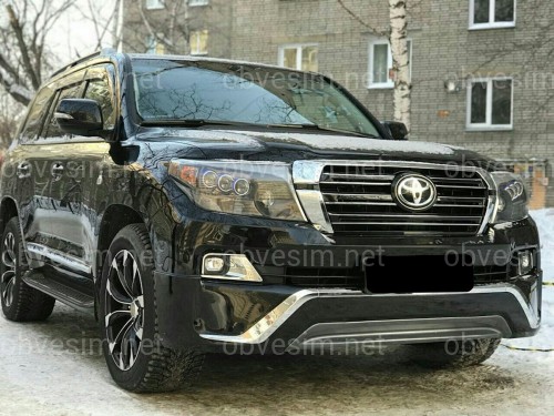 Бампер в сборе Toyota Land Cruiser 200 2007-2015 в стиле рестайлинг 2016+  цвет черный 202