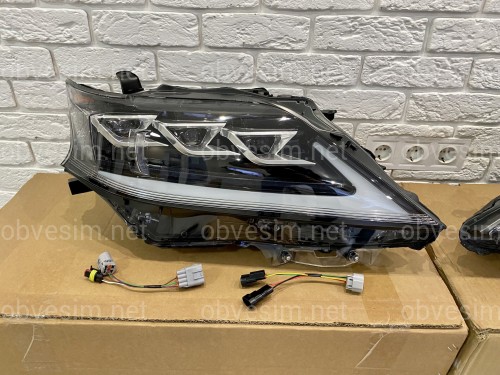 Фары Full LED 3 линзы Lexus RX 350 / 450H 2012-2015 в стиле рестайлинг 2020