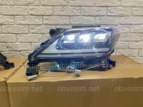 Фары Full LED 3 линзы Lexus LX 570 2012-2015 в стиле рестайлинг 2016
