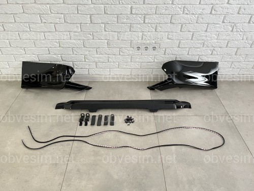 Юбка заднего бампера TRD Toyota Land Cruiser Prado 150 2017-2022 цвет черный (боковые углы + центр вставка) 3 части