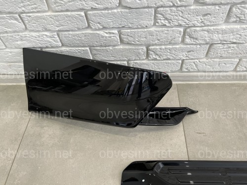 Юбка заднего бампера TRD Toyota Land Cruiser Prado 150 2017-2022 цвет черный (боковые углы + центр вставка) 3 части