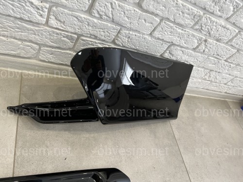 Юбка заднего бампера TRD Toyota Land Cruiser Prado 150 2017-2022 цвет черный (боковые углы + центр вставка) 3 части