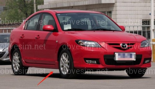 Брызговики Mazda 3 СЕДАН С ПОРОГАМИ  2006-2008, комплект 4шт.