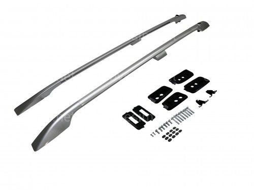 Рейлинги на крышу Toyota Land Cruiser 200 2007-2022 С ОТВЕРСТИЕМ НА ЗАДНИХ КРЫШКАХ ПОД ФЛАГ (алюминий 2шт.) цвет серебро