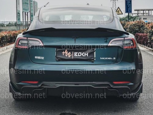 Спойлер лип багажника Tesla model 3 2017-  ABS пластик, цвет черный глянец