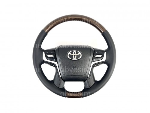Руль в сборе черный с темным деревом Toyota Land Cruiser 200 / Prado 150