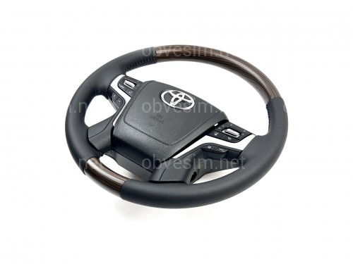 Руль в сборе черный с темным деревом Toyota Land Cruiser 200 / Prado 150
