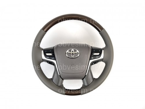 Руль в сборе серый со светлым деревом Toyota Land Cruiser 200 / Prado 150