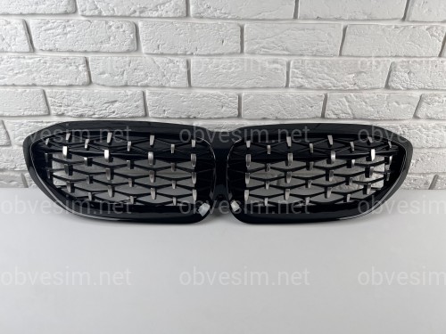 Решетка радиатора Diamond BMW 3 Series G20 G21 2019-2022 черная с хромом