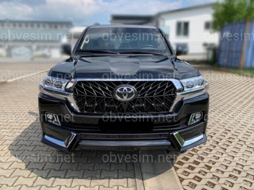 Обвес юбка переднего бампера TRD Toyota Land Cruiser 200 2016-2022 цвет черный