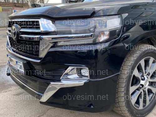 Обвес юбка переднего бампера Executive Lounge Toyota Land Cruiser 200 стиль 2021 цвет черный