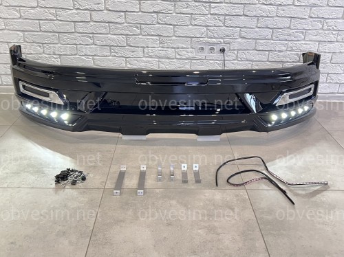 Обвес юбка переднего бампера WALD Toyota Land Cruiser 200 2016-2022 цвет черный