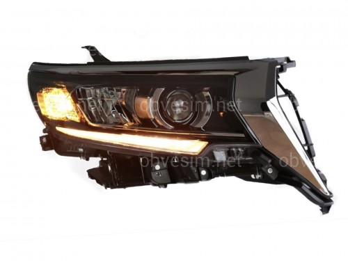 Фары Full Led Toyota Land Cruiser Prado 150 рестайлинг 2018+ (левая+правая) взамен галогена, в комплекте с ресницами