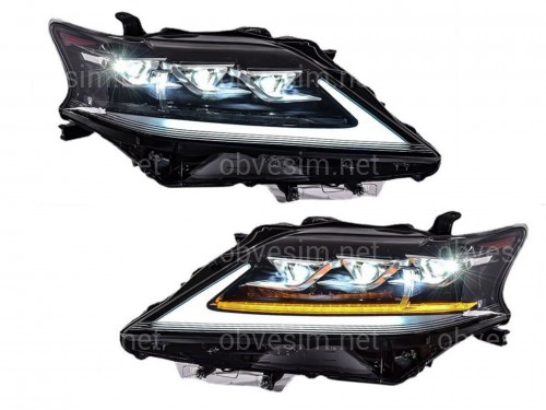 Фары Full LED 3 линзы Lexus RX 350 / 450H 2012-2015 в стиле рестайлинг 2020
