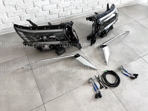 Led фары 3 линзы Toyota Land Cruiser Prado 150 рестайлинг 2018+