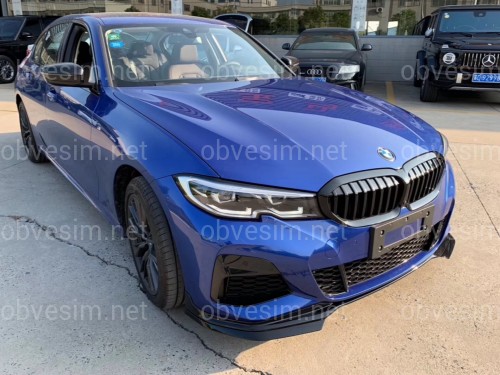 Накладка переднего бампера юбка M performance BMW 3 series  G20 G21 2018-2022 абс пластик, черный глянец