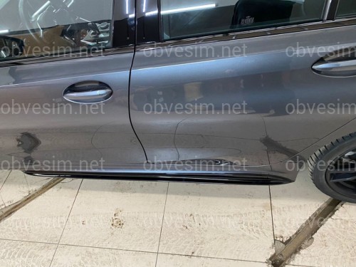 Лезвия под пороги M-Perfomance BMW 3 series G20 G21 2018-  2шт. черный глянец