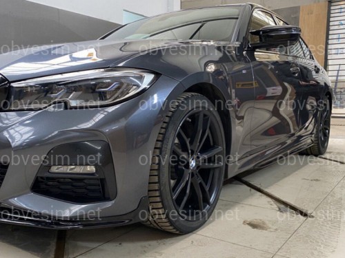 Лезвия под пороги M-Perfomance BMW 3 series G20 G21 2018-  2шт. черный глянец