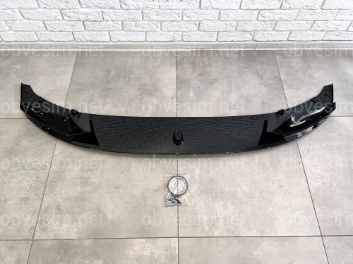 Накладка переднего бампера юбка M performance BMW 5 series F10 F11 2010-2016 абс пластик, черный глянец