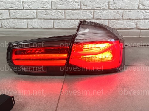 Задние LED фонари BMW 3 series F30 2012-2018 дымчатые, 4шт.