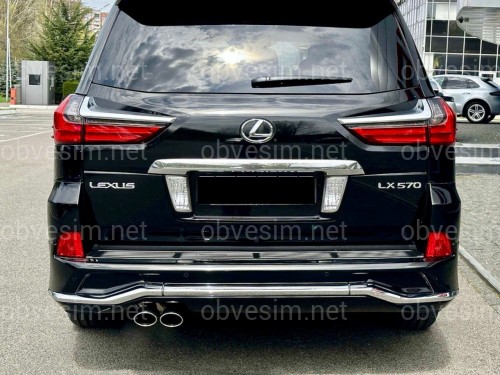 Обвес юбка заднего бампера Lexus LX 570 2015-2022 цвет черный 202