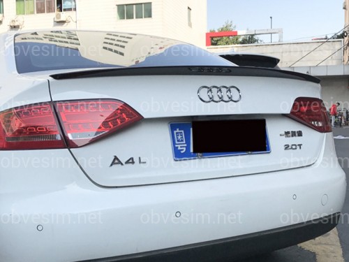 Спойлер лип на багажник Audi A4 B8 2008-2015 ABS пластик, цвет черный глянец