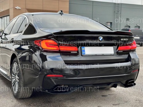 Диффузор накладка заднего бампера M-Performance BMW 5 series G30 2017- черный глянец