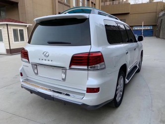 Юбка заднего бампера F-Sport Lexus LX 570 2012-2015 цвет белый 