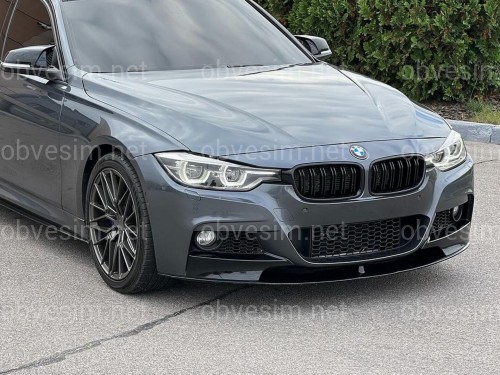 Юбка переднего бампера юбка M performance BMW 3 series F30 F31 2012-2018 абс пластик, черный глянец