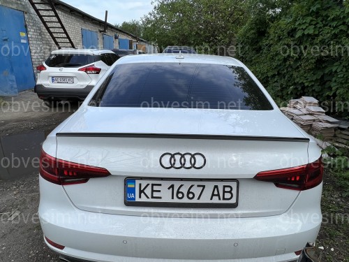 Спойлер лип на багажник Audi A4 B9 2015- ABS пластик, цвет черный глянец