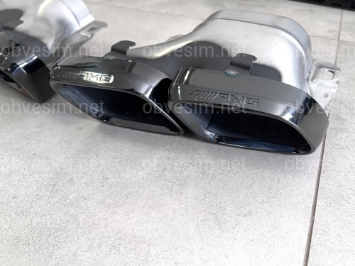 Насадки на выхлопные трубы AMG C63 Mercedes Benz С Class W205 2019-2021 черные