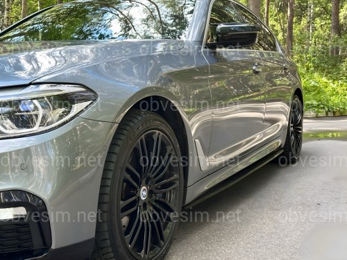 Лезвия под пороги M-Perfomance BMW 5 series G30 G31 2017-  2шт. черный глянец