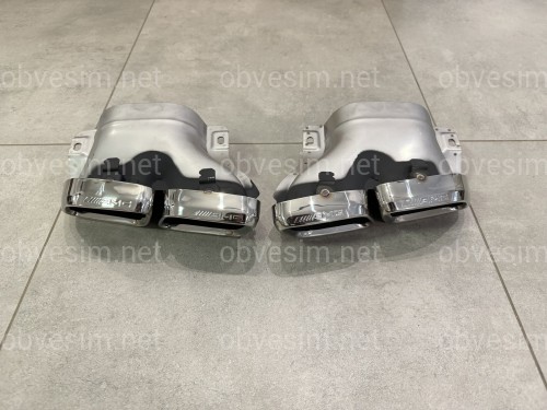 Насадки на выхлопные трубы AMG C63 Mercedes Benz С Class W205 2019-2021 хром