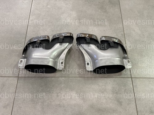 Насадки на выхлопные трубы AMG C63 Mercedes Benz С Class W205 2019-2021 хром