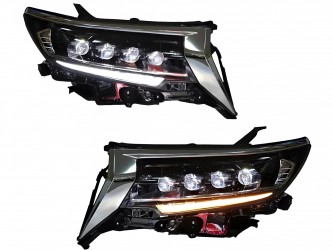 Led фары 4 линзы стиль BUGATTI для Toyota Land Cruiser Prado 150 рестайлинг 2018-2023